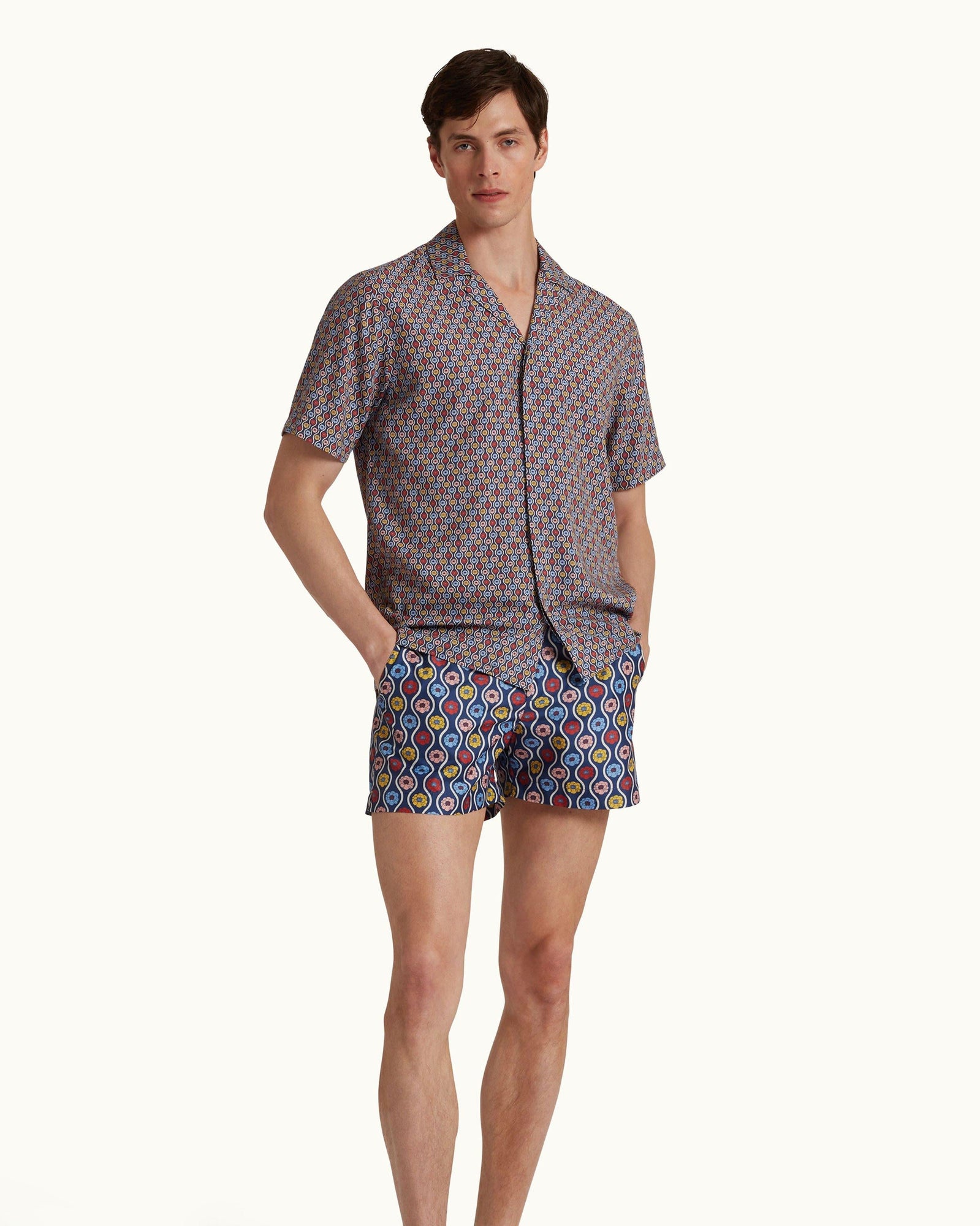 Maitan Whitsun Print Relaxed Fit Capri Collar Shirt in Midnight Navy | Midnight Navy