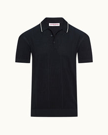 Night Iris Tailored Fit Waffle Towelling Polo Shirt | Night Iris
