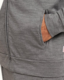 Grey Melange Smart Merino Zip-Thru Hooded Sweatshirt | Grey Melange
