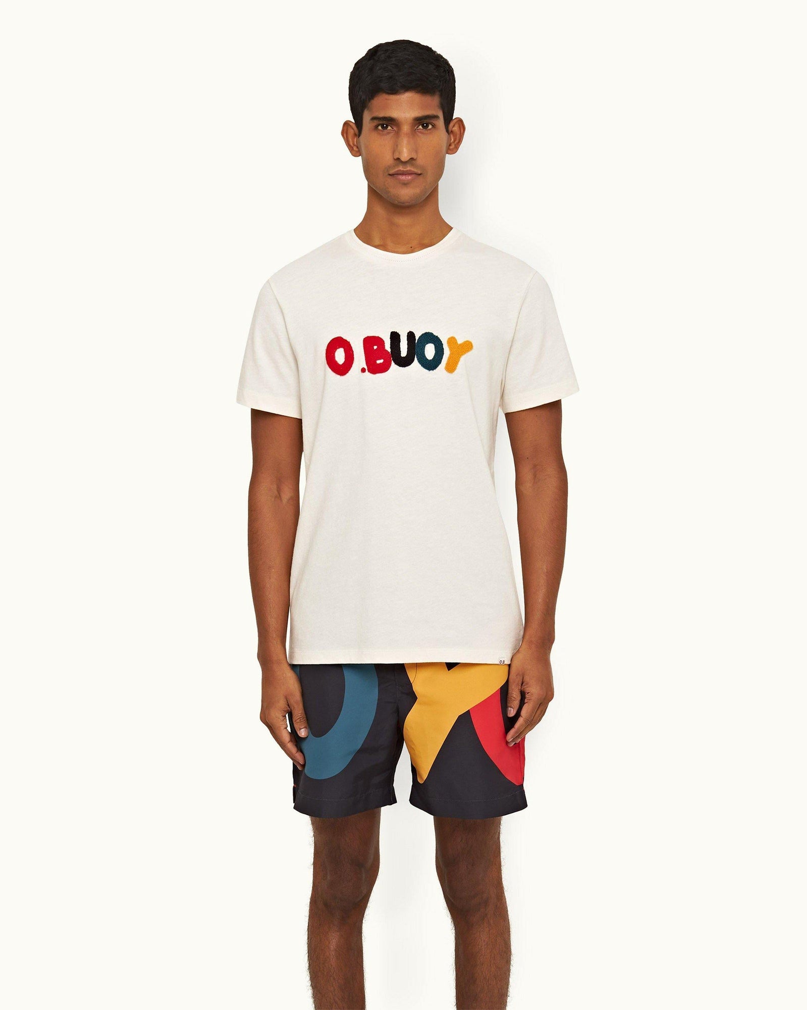 White Sand O.BUOY Classic Fit Short-Sleeve Cotton-Linen T-shirt | White Sand