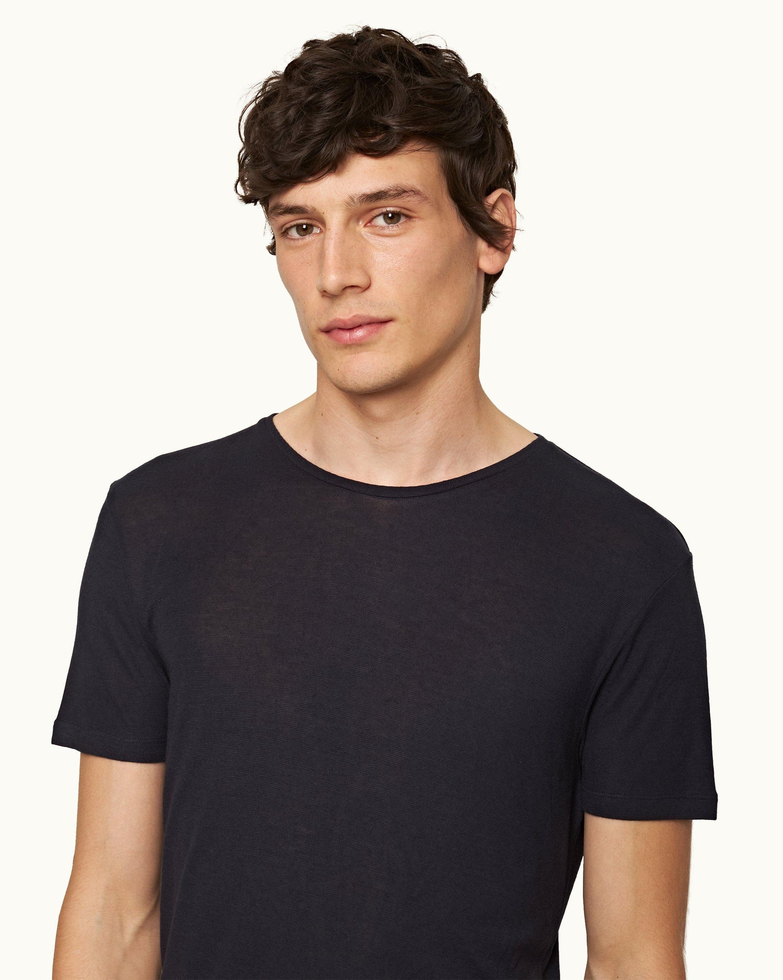 Ob-T Cashmere Crew Neck Modal-Cashmere T-shirt In Night Iris Blue | Night Iris