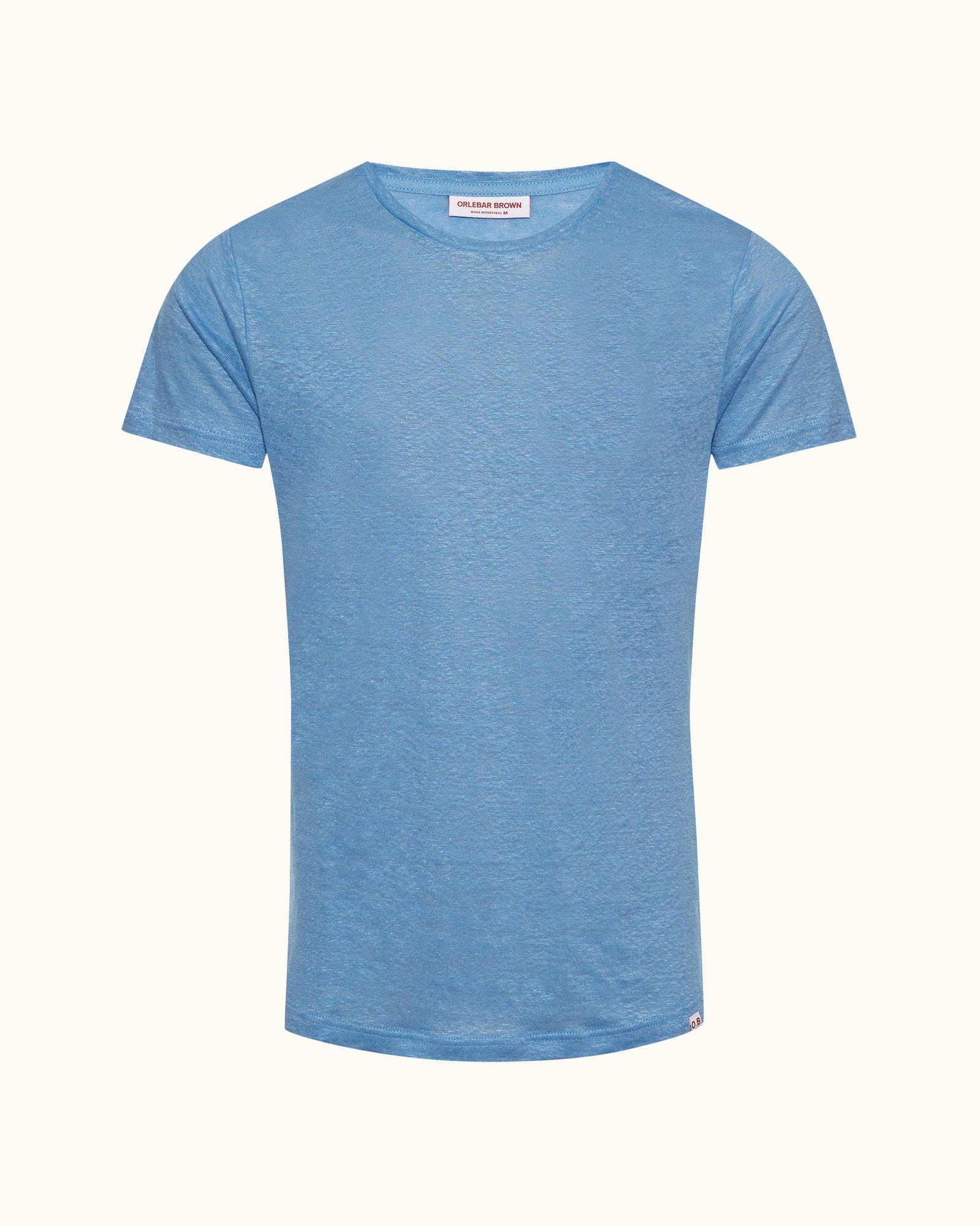 Ob-T Linen Mirage Blue Tailored Fit Crew Neck Linen T-shirt | Mirage Blue