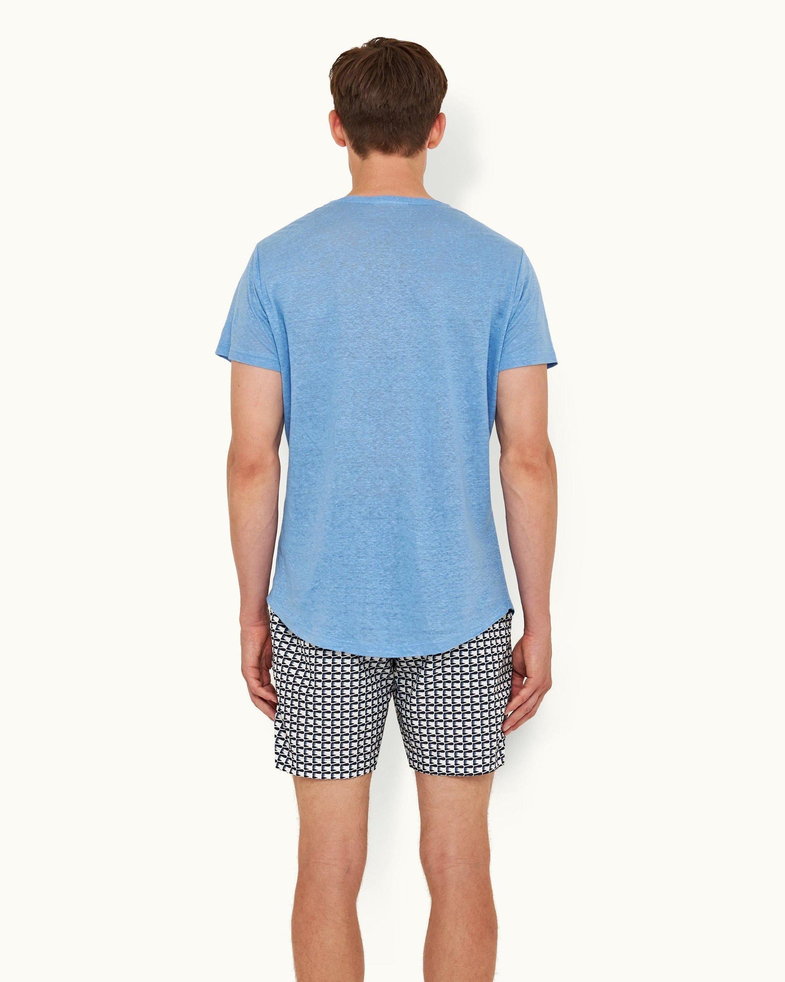 Ob-T Linen Mirage Blue Tailored Fit Crew Neck Linen T-shirt | Mirage Blue