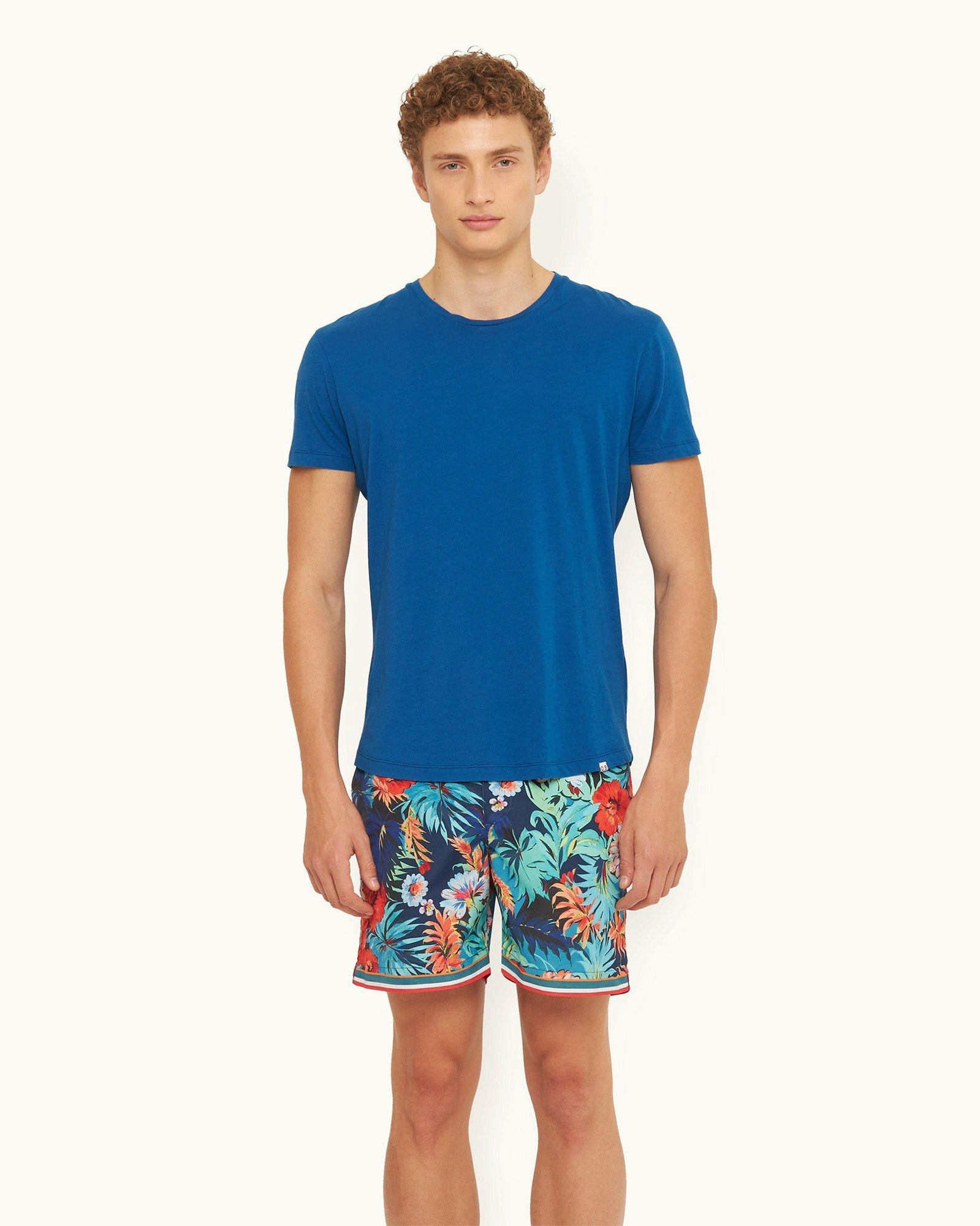 Ob-T Signal Blue Tailored Fit Crew Neck Organic Cotton T-Shirt | Signal Blue