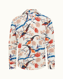 White Sand Relaxed Fit Classic Collar Open Placket Flight Of Fantasy Shirt | White Sand