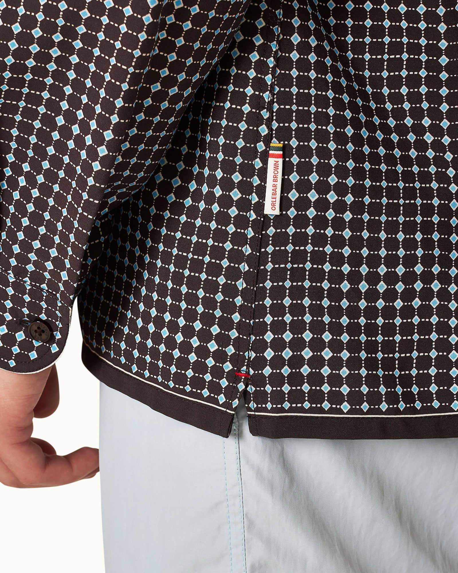 Ridley Truffle/Light Sky Pool Tiescape Print Relaxed Fit Overhead Shirt | Truffle/Light Sky Pool