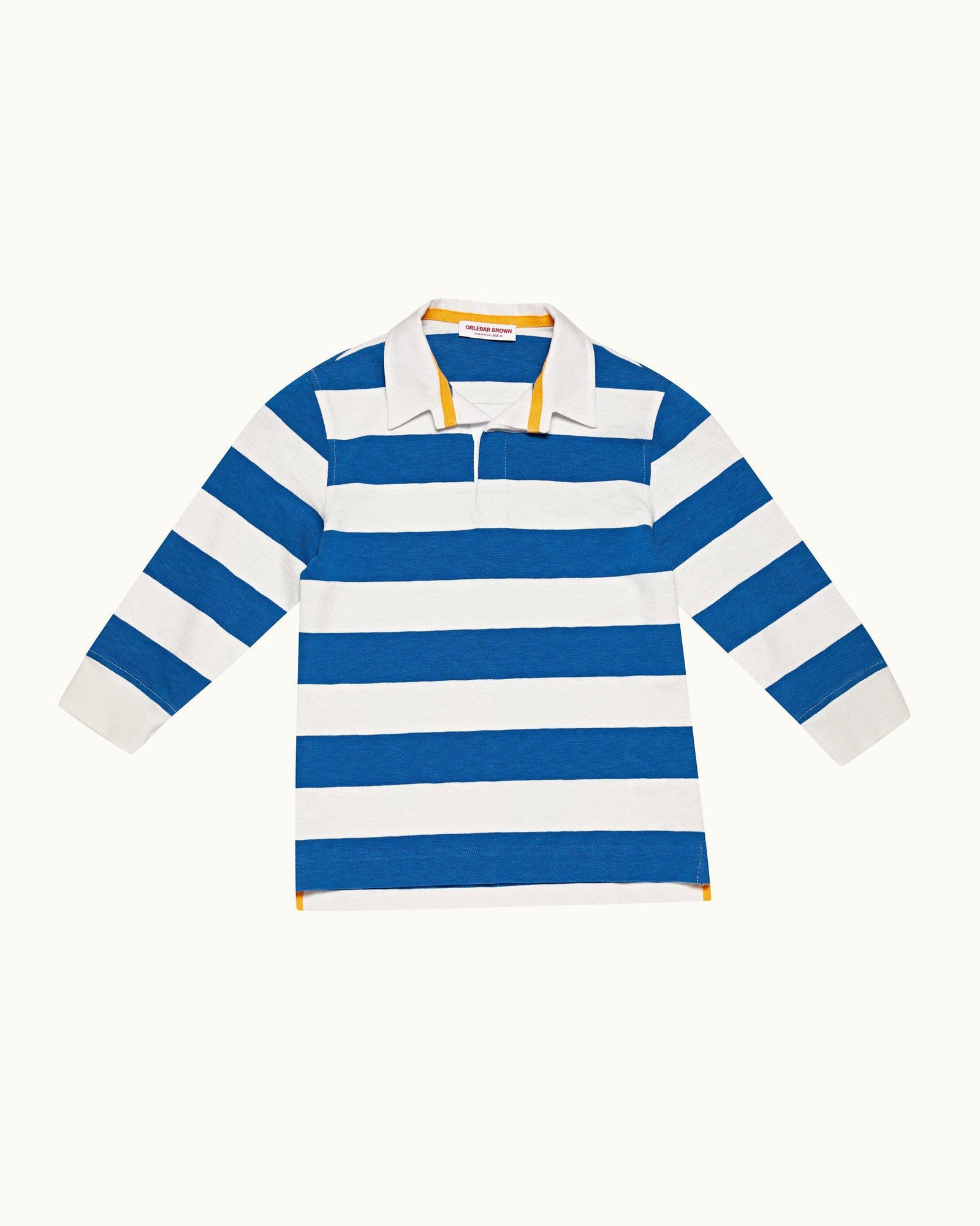 Kids | Signal Blue/Sea Mist Stripe Long-Sleeve Polo shirt | Signal Blue/Sea Mist
