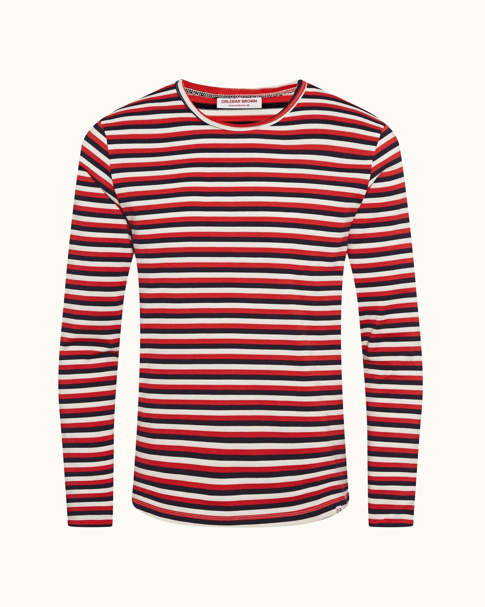 Sammy Stripe Ink/Summer Red/White Sand Stripe Long-Sleeve Cotton T-shirt | Ink/Summer Red/White Sand