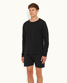Black Classic Fit Ice Wool Long-Sleeve T-shirt | Black