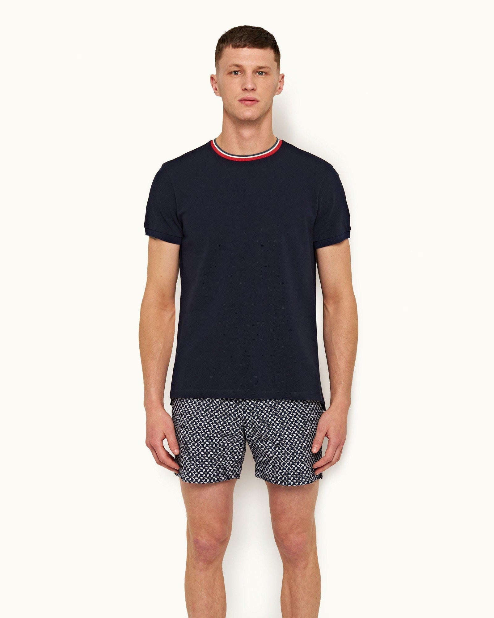 Navy O.B Stripe Tipping Classic Fit T-shirt | Navy