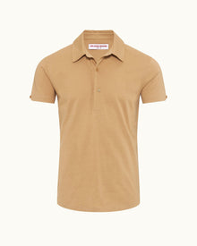 Sebastian Silk Biscuit Tailored Fit Cotton-Silk Polo Shirt | Biscuit