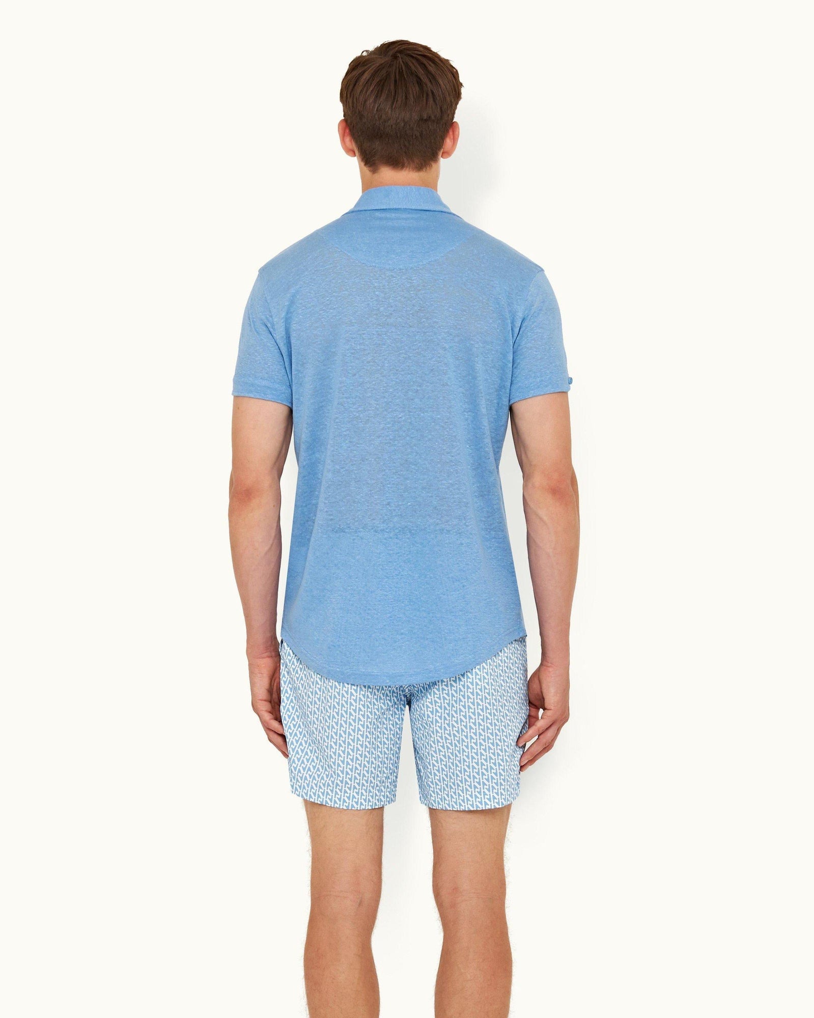 Sebastian Linen Mirage Blue Tailored Fit Linen Polo Shirt | Mirage Blue