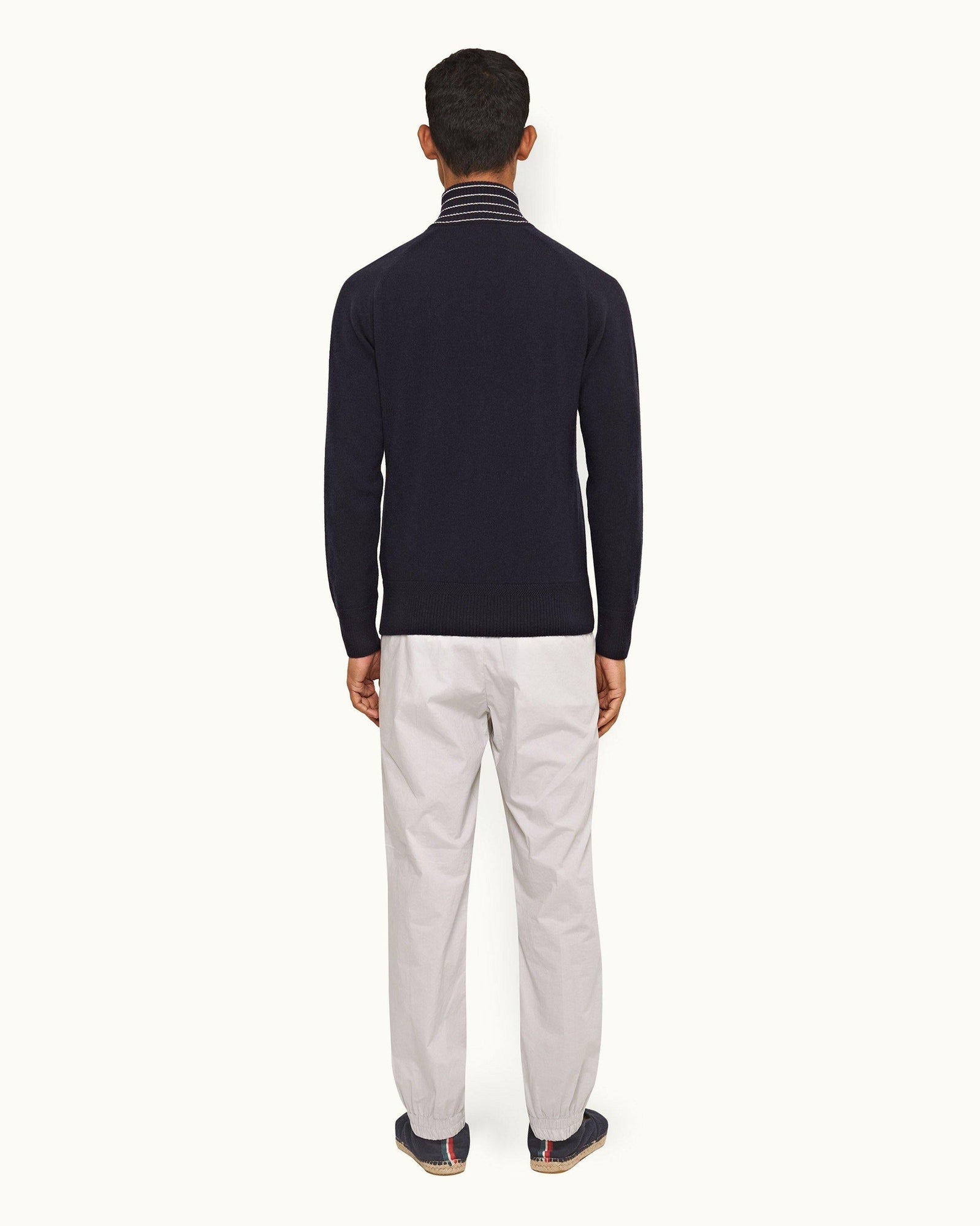Oyster Grey Tailored Fit Single Pleat Stretch-Cotton Trousers | Oyster Grey