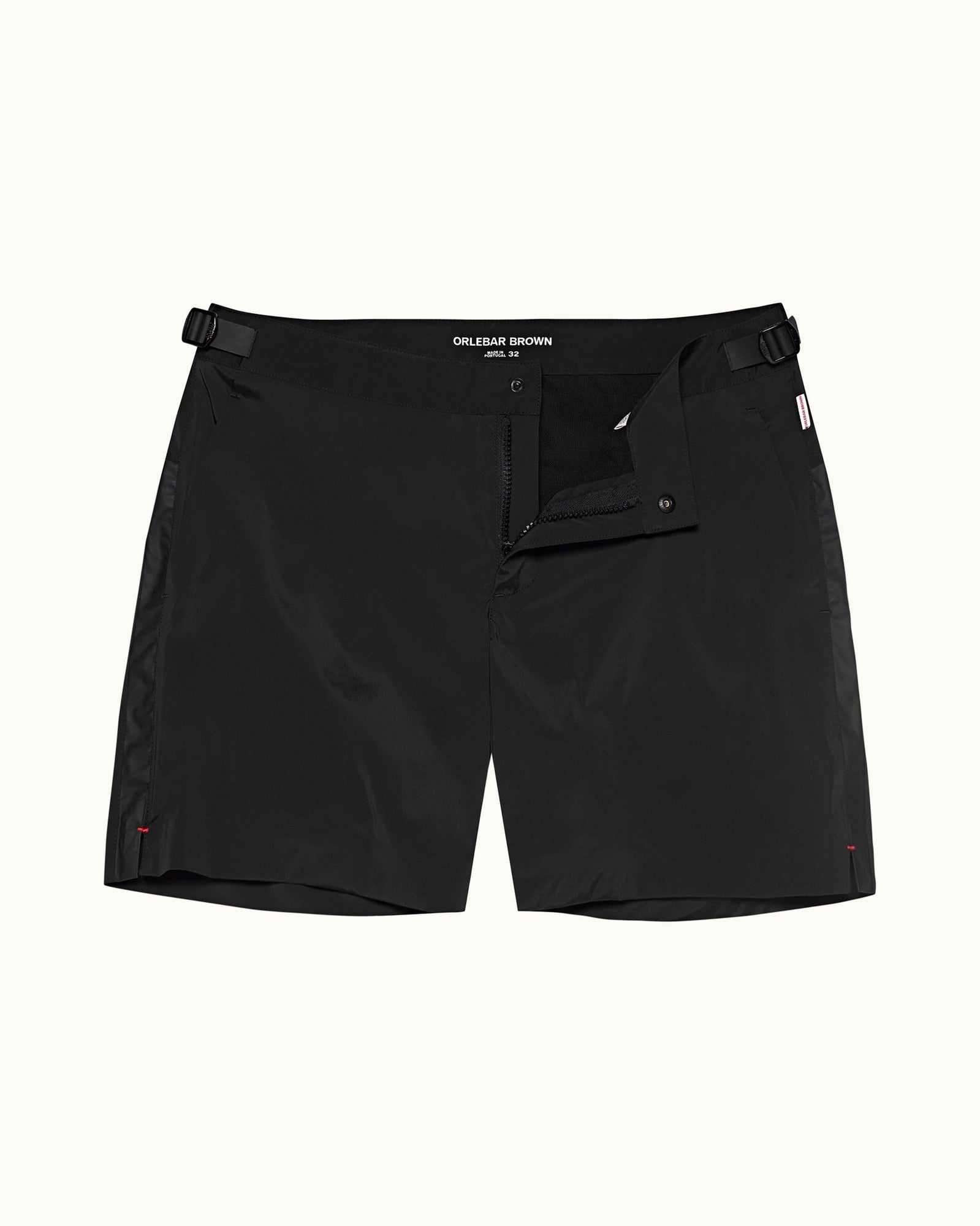 Black Bonded Tape Shorter-Length Swim Short | Black