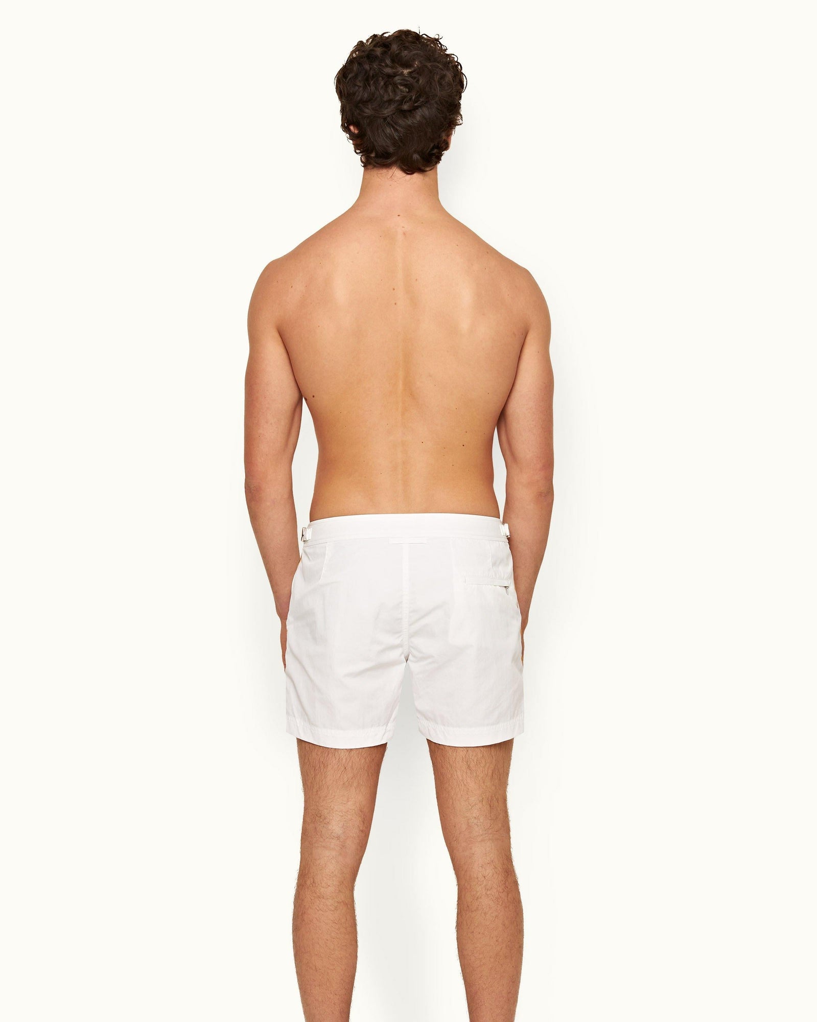Setter White Shorter-Length Concealed O.B Tape Swim Shorts | White