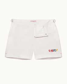 White Sand O.BUOY Shorter-Length Swim Shorts | White Sand