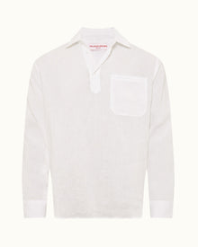 White Relaxed Fit Overhead Laundered Linen Shirt | White