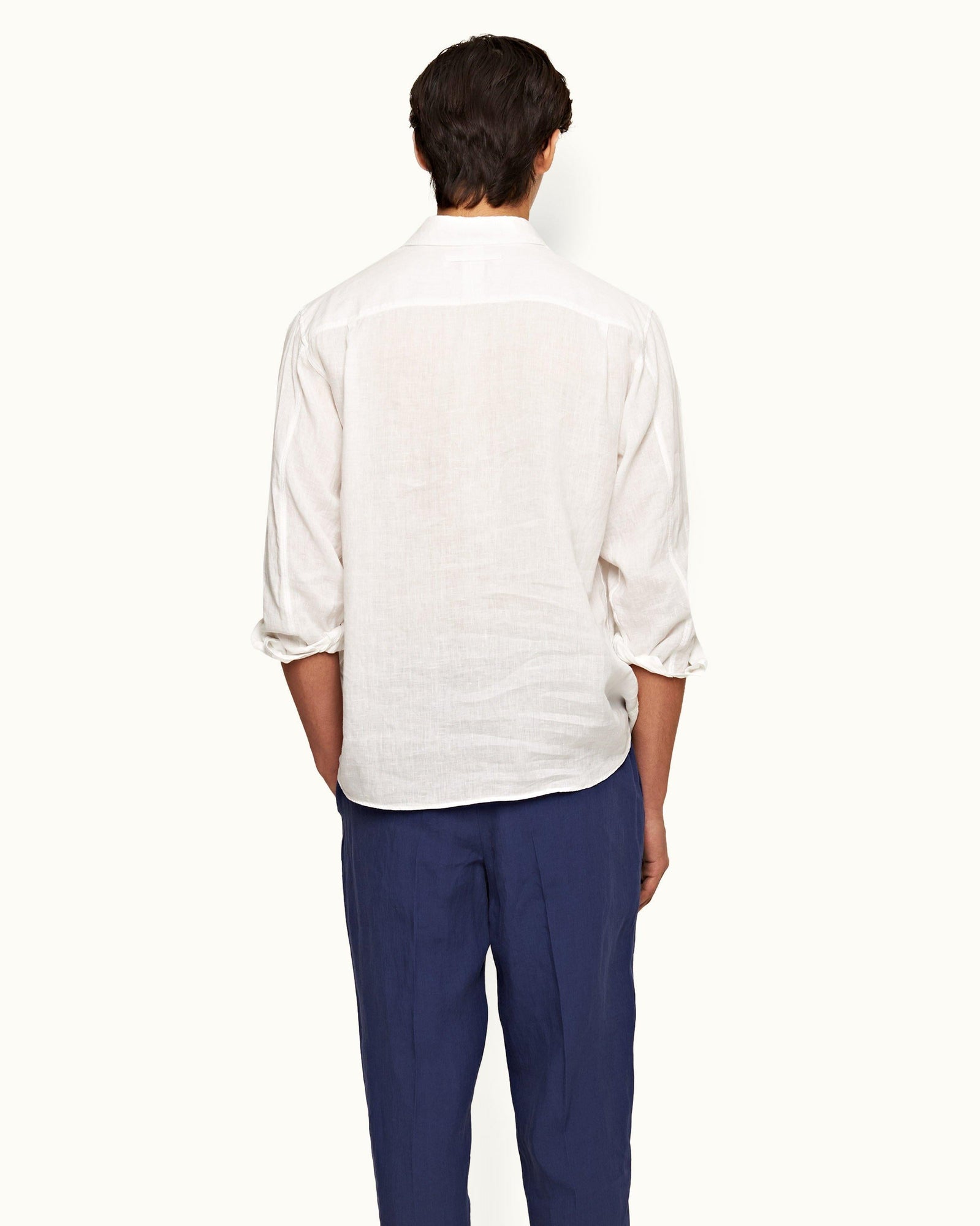 White Relaxed Fit Overhead Laundered Linen Shirt | White