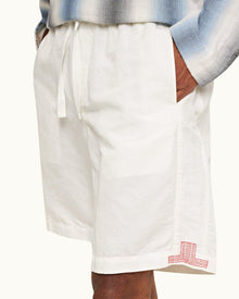 Sea Mist Relaxed Fit Mix Fabric Shorts | Sea Mist