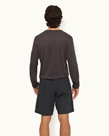 Shadow Relaxed Fit Side Panel Cotton-Linen Shorts | Shadow