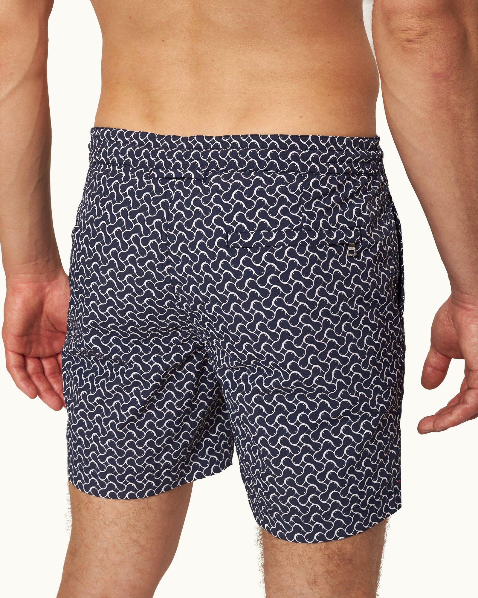 Standard Midnight Navy Geometric Mid-Length Drawcord Swim Shorts | Midnight Navy