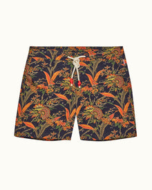 Standard Midnight Navy Lotus Mid-Length Drawcord Swim Shorts | Midnight Navy