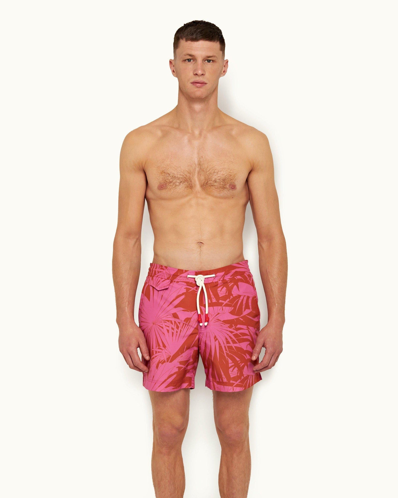 Candy Palmetto Print Mid-Length Drawcord Swim Shorts | Candy