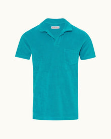 Terry Towelling Crystal Sea Tailored Fit Resort Towelling Polo Shirt | Crystal Sea