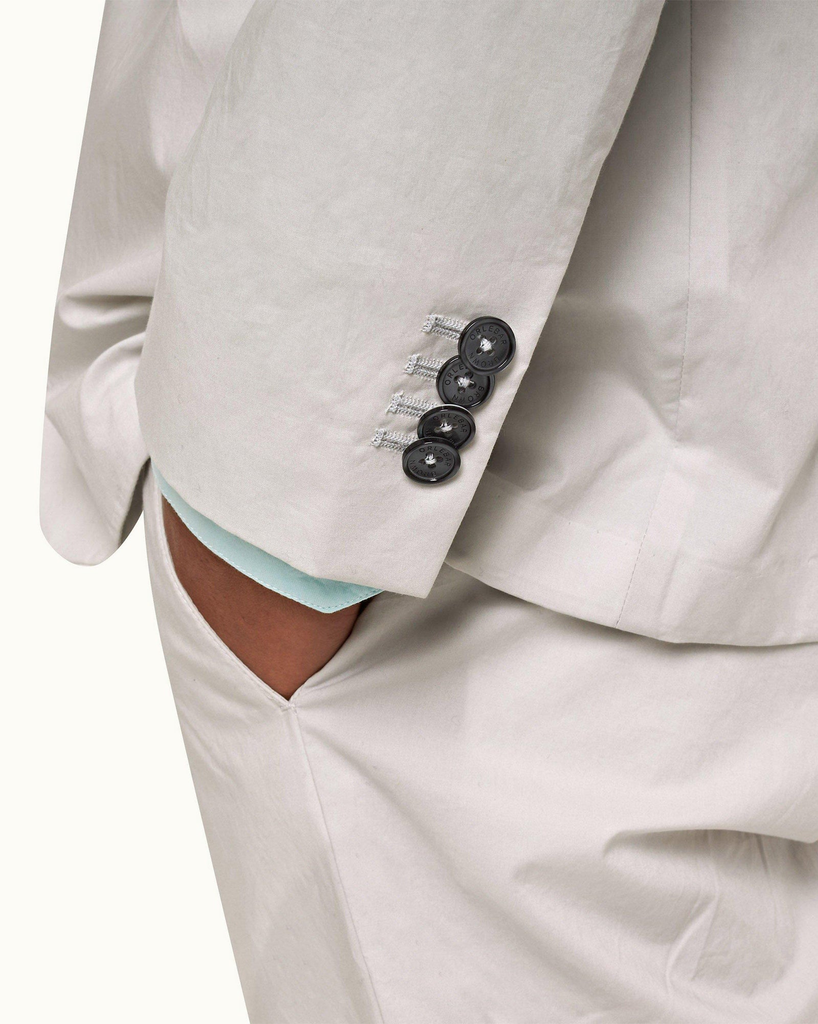 Oyster Grey Two-Button Stretch-Cotton Blazer | Oyster Grey