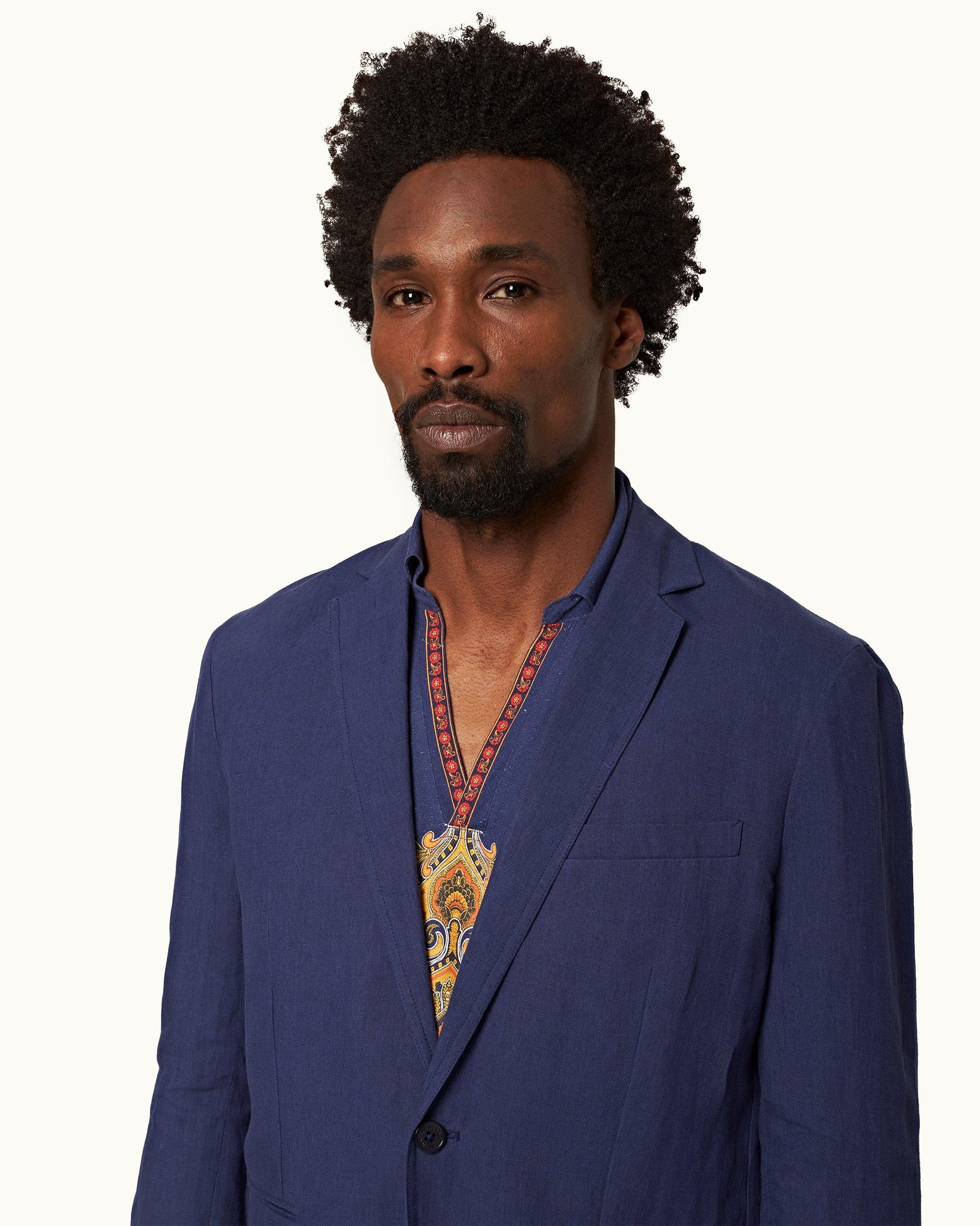 Ullock Lagoon Blue Tailored Fit Two-Button Unstructured Linen Blazer | Lagoon Blue