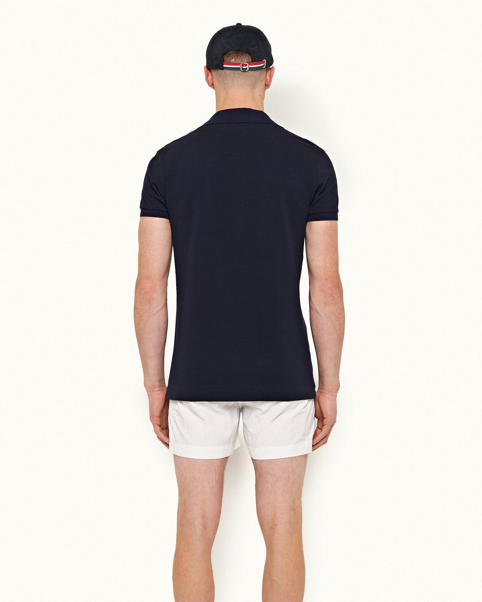 Navy O.B Stripe Organic Cotton Polo Shirt | Navy
