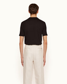 Zack Silk Black Tailored Fit Silk Blend Polo Shirt | Black