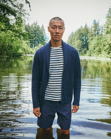 Night Iris Shawl Neck Lambswool Cardigan | Night Iris