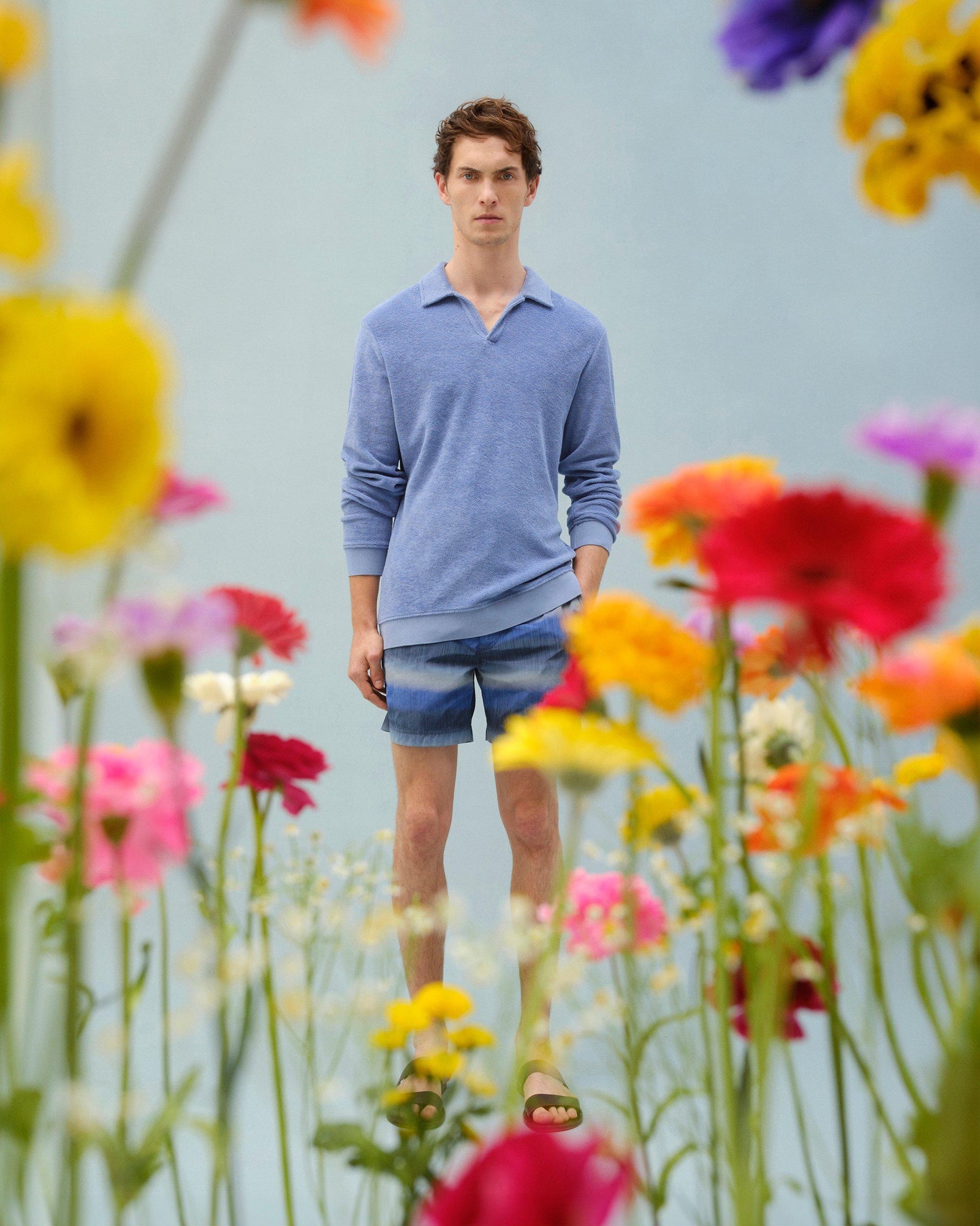 Santino Classic Fit Organic Cotton Towelling Polo Shirt In Springfield Blue | Springfield Blue