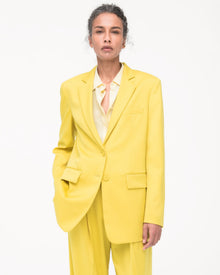 Another Tomorrow Oversized Blazer in Bright Chartreuse – Wool Women's Jacket