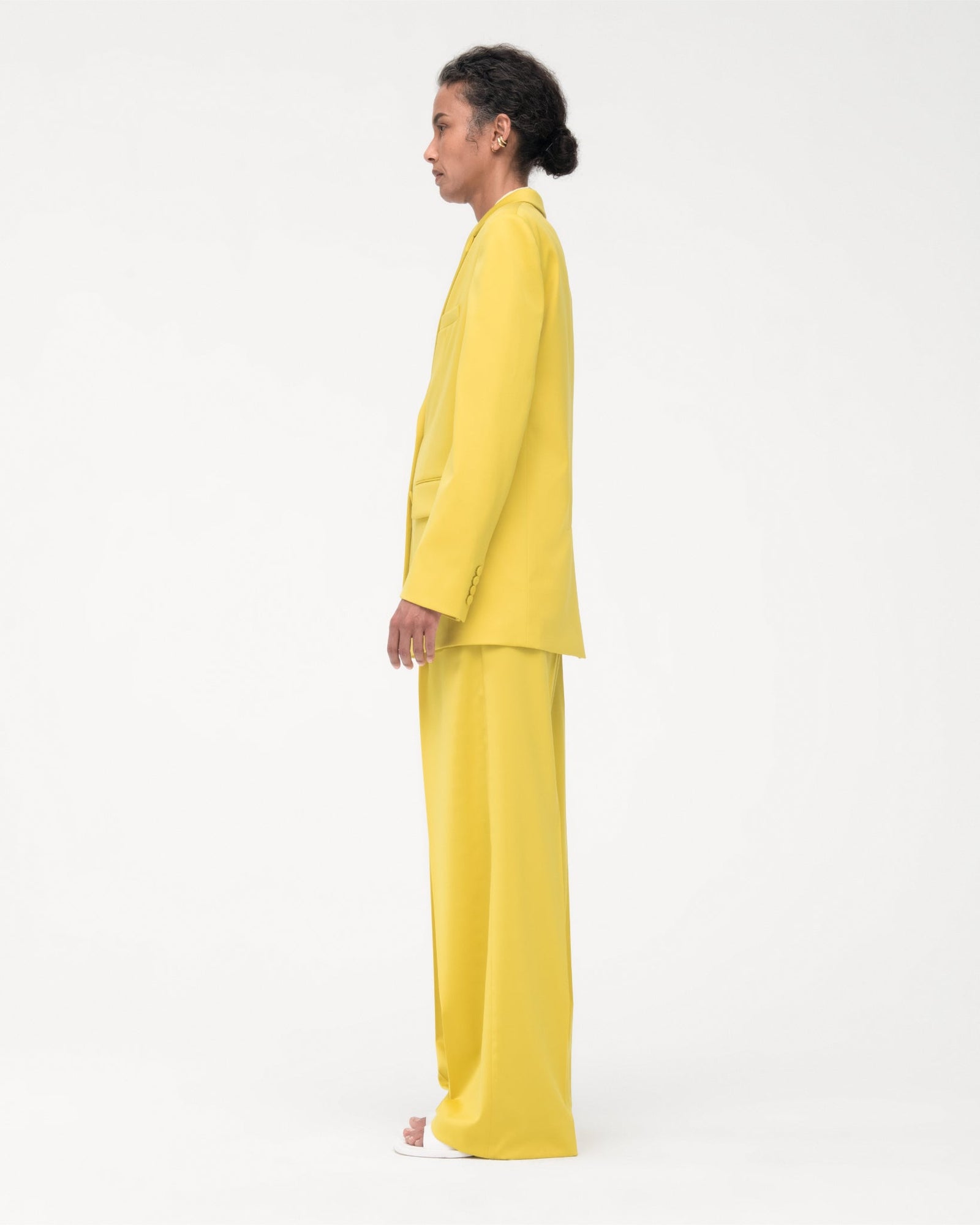 Another Tomorrow Oversized Blazer in Bright Chartreuse – Wool Women's Jacket