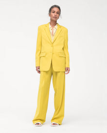 Another Tomorrow Oversized Blazer in Bright Chartreuse – Wool Women's Jacket