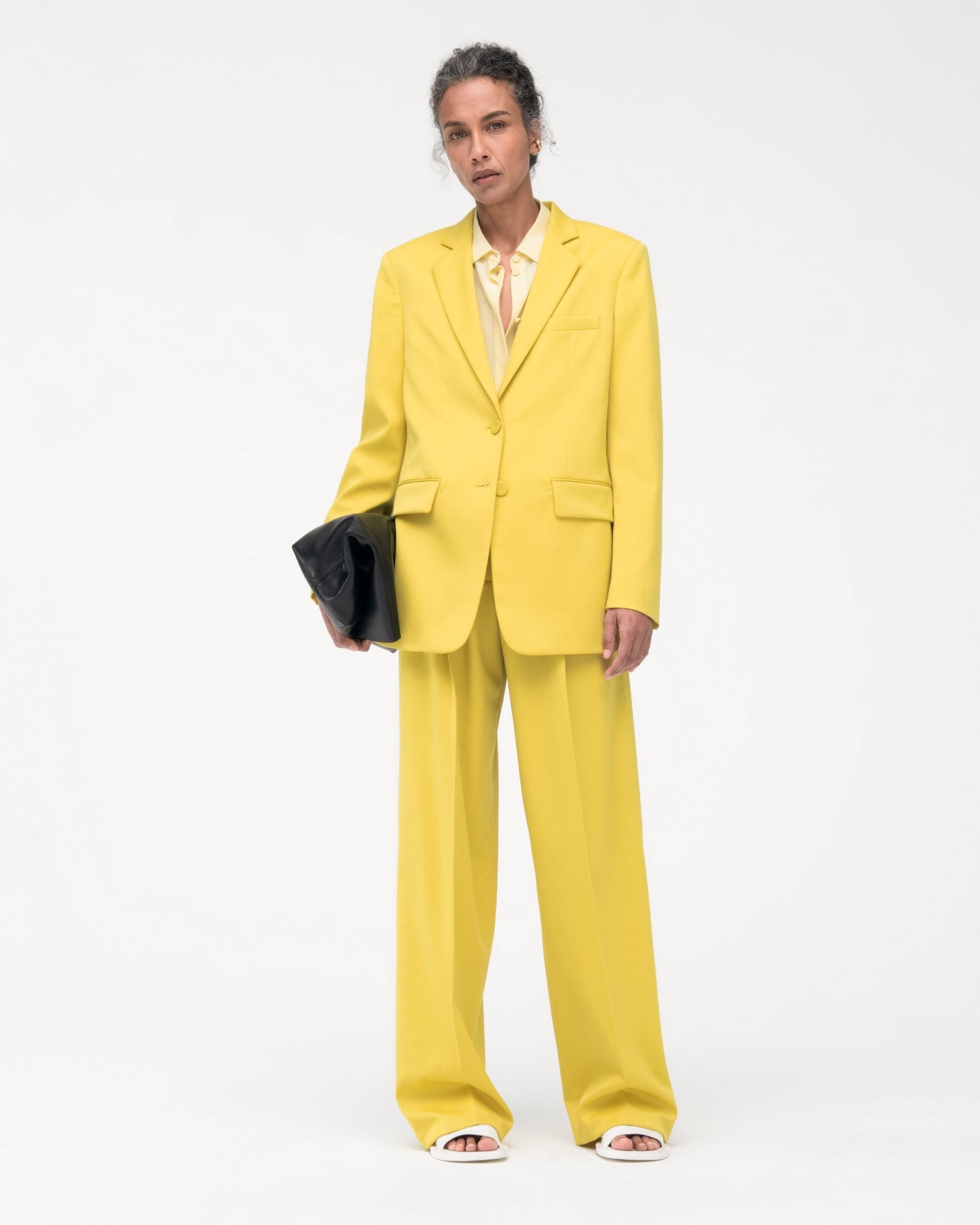 Another Tomorrow Oversized Blazer in Bright Chartreuse – Wool Women's Jacket