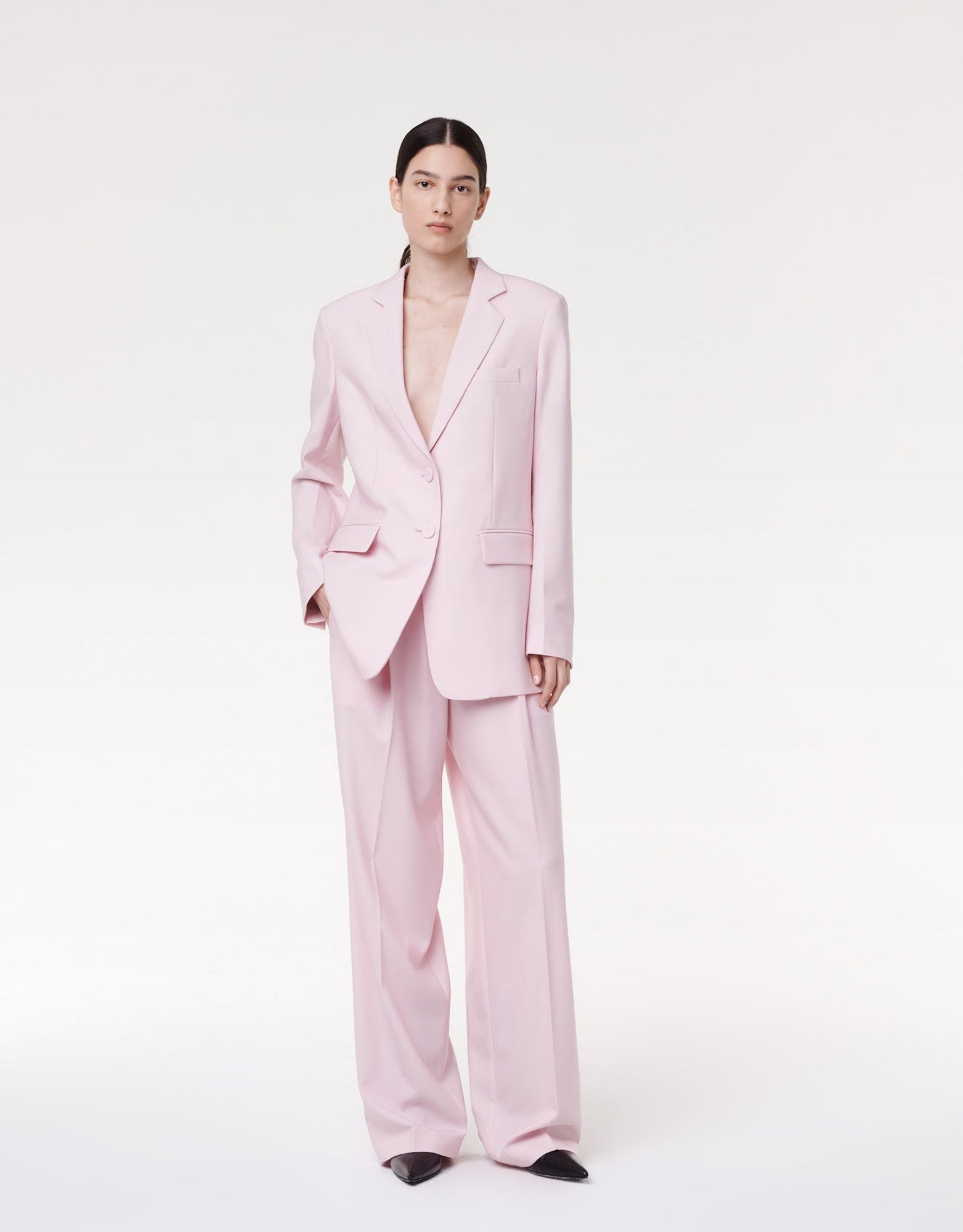 Another Tomorrow Oversized Blazer in Pale Pink – Wool Women's Jacket