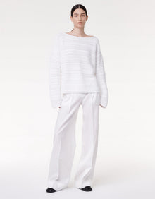 Another Tomorrow Oversized Textured Sweater in White – Cotton Women's Knitwear