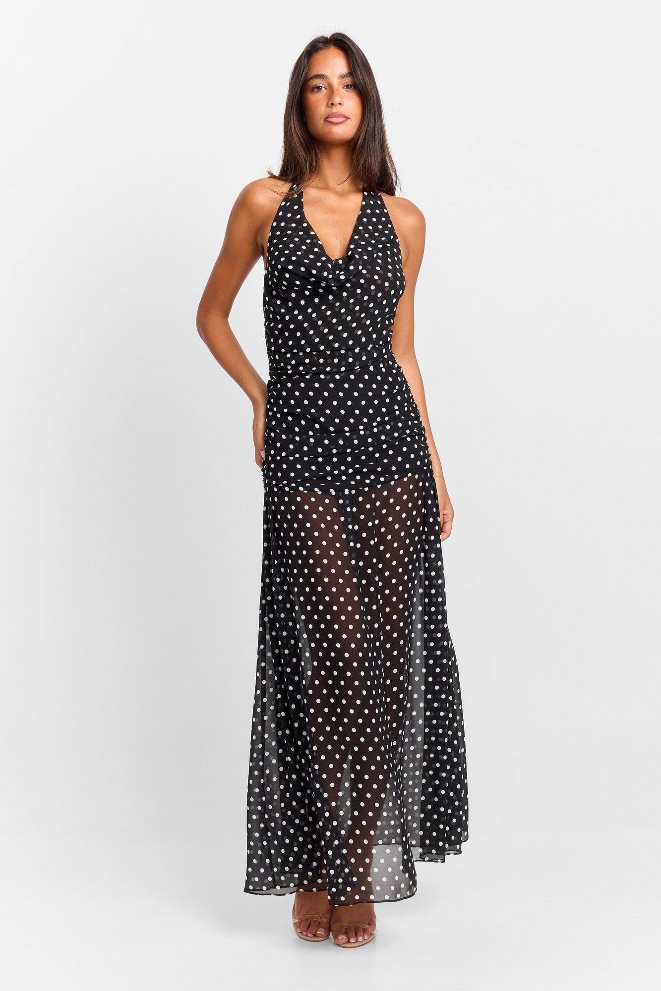 Clara Maxi Dress | Black Polkadot