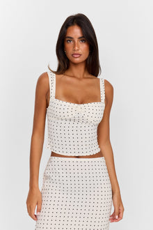 Lottie Top | White Polkadot