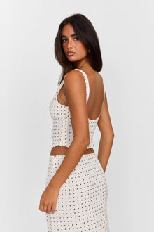 Lottie Top | White Polkadot