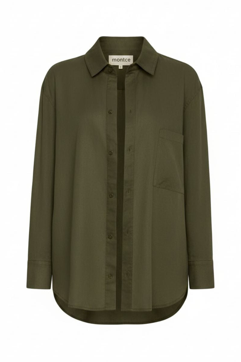 Olive Boyfriend Button Down Shirt