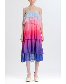 Ombre Pleated Tiered Dress | Purple Combo