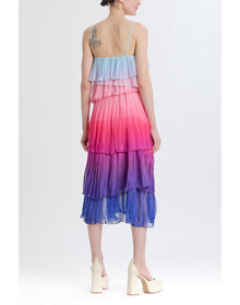 Ombre Pleated Tiered Dress | Purple Combo