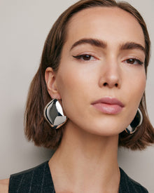 Puffy Cushion Earrings - styled on model | 18k gold earrings