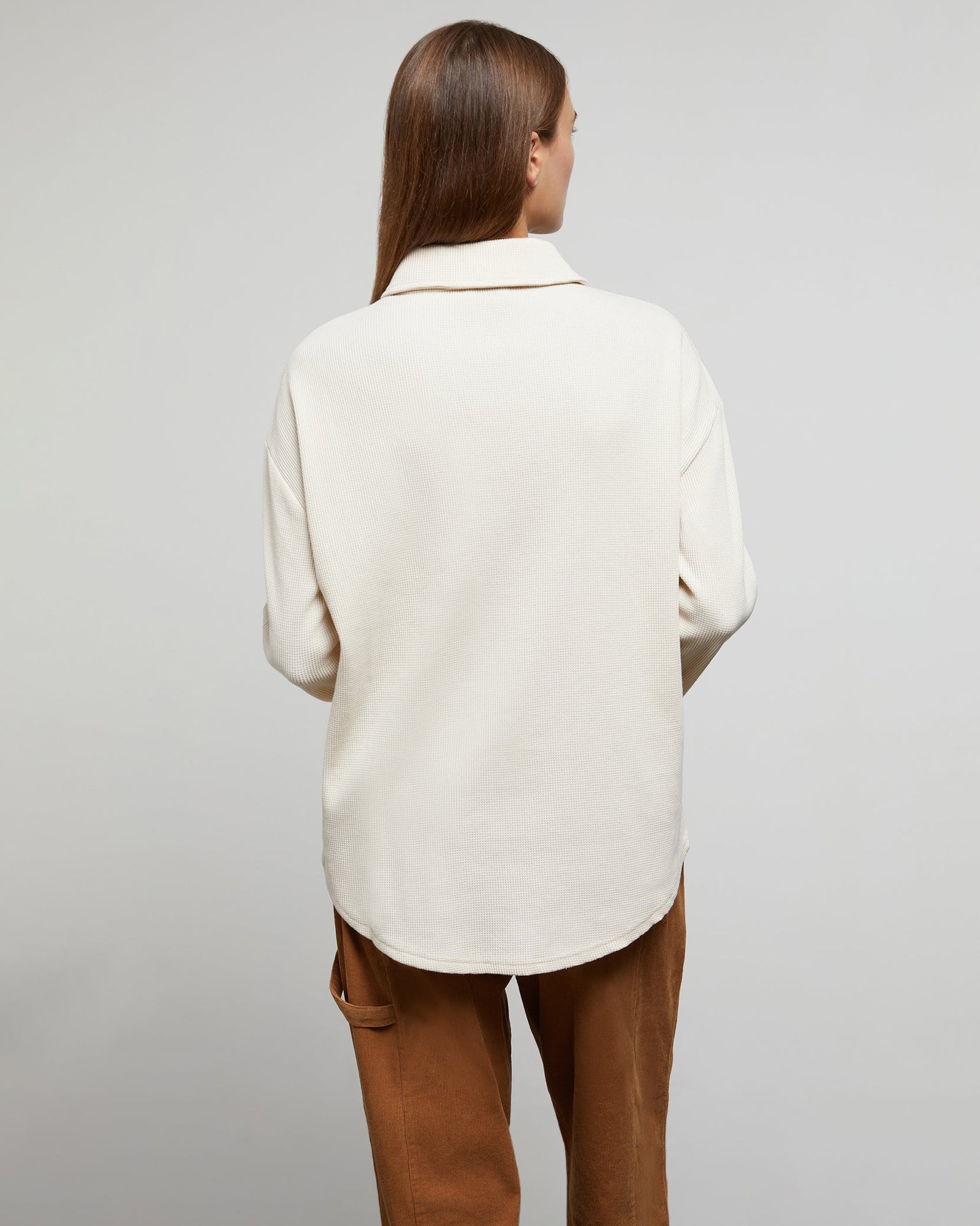 Womens | Button Down Waffle Shirt | Swan