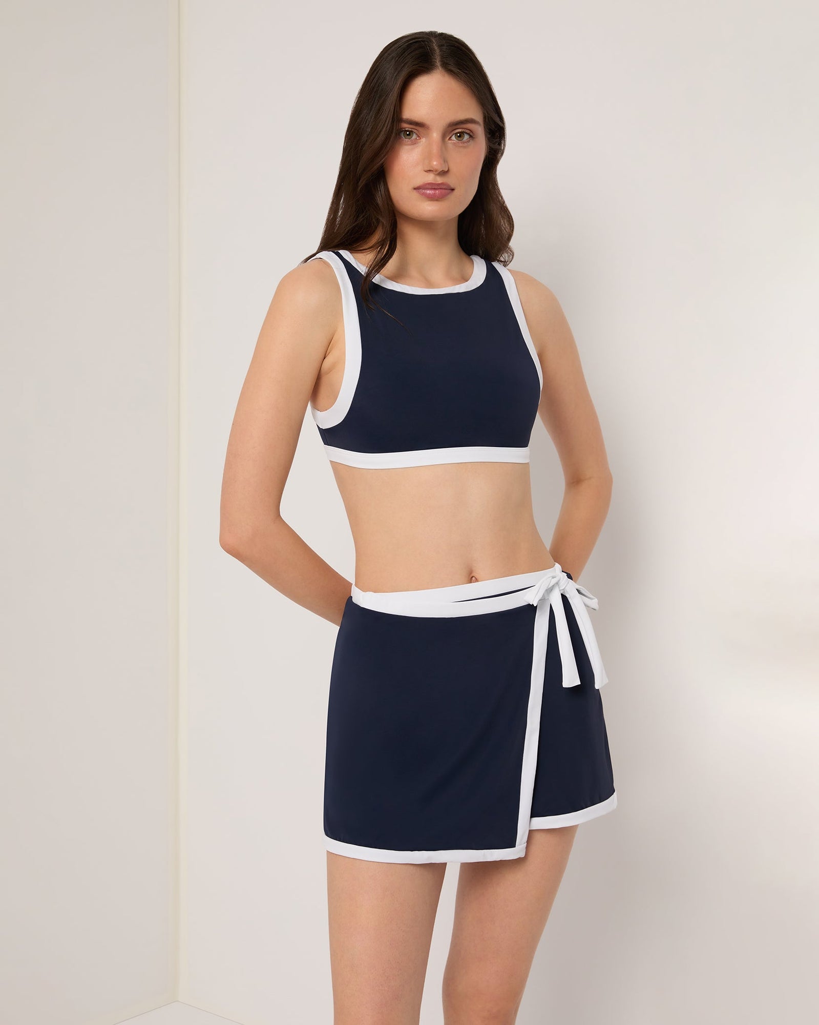 Womens | Blake Bikini Top | Deep Navy/White