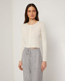 Womens | Linen Rib Cardigan | White